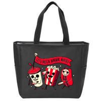 Funny Halloween Let's Watch Horror Movies Theater Food Zip Tote Bag