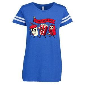 Funny Halloween Let's Watch Horror Movies Theater Food Enza Ladies Jersey Football T-Shirt