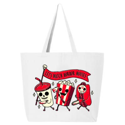 Funny Halloween Let's Watch Horror Movies Theater Food 25L Jumbo Tote