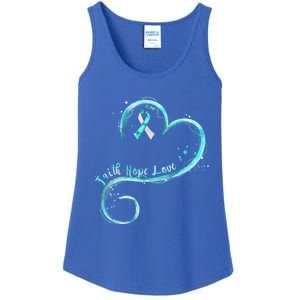 Faith Hope Love Teal Ribbon Cervical Cancer Awareness Gift Ladies Essential Tank