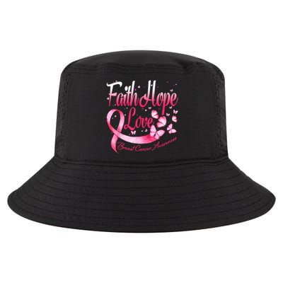 Faith Hope Love Breast Cancer Awareness Butterfly Cool Comfort Performance Bucket Hat