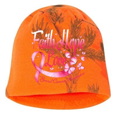 Faith Hope Love Breast Cancer Awareness Butterfly Kati - Camo Knit Beanie