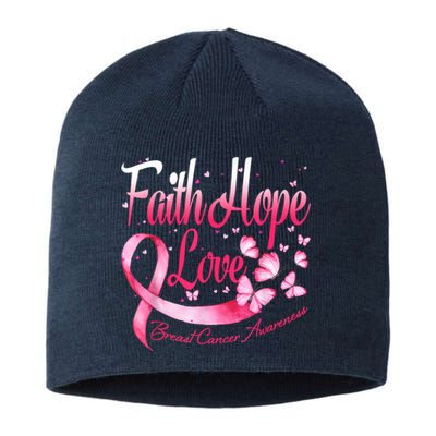 Faith Hope Love Breast Cancer Awareness Butterfly Sustainable Beanie