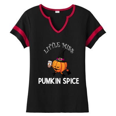 Funny Halloween Little Miss Pumpkin Spice Thanksgiving Meaningful Gift Ladies Halftime Notch Neck Tee