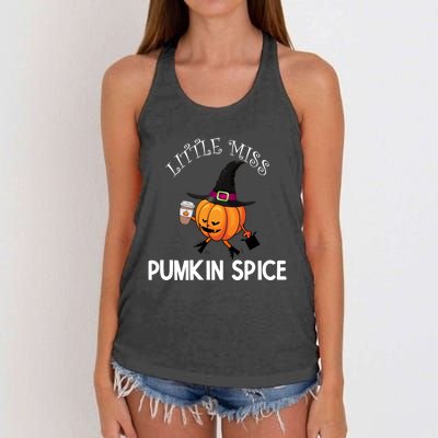 Funny Halloween Little Miss Pumpkin Spice Thanksgiving Meaningful Gift Women's Knotted Racerback Tank