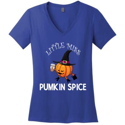 Funny Halloween Little Miss Pumpkin Spice Thanksgiving Meaningful Gift Women's V-Neck T-Shirt