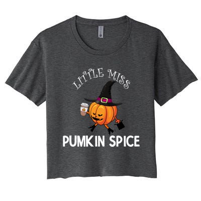 Funny Halloween Little Miss Pumpkin Spice Thanksgiving Meaningful Gift Women's Crop Top Tee