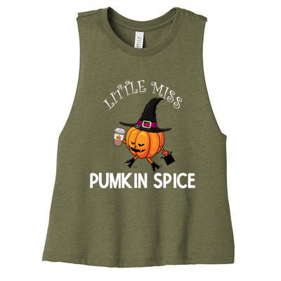 Funny Halloween Little Miss Pumpkin Spice Thanksgiving Meaningful Gift Women's Racerback Cropped Tank