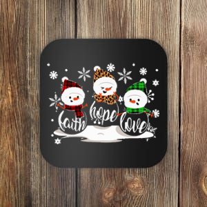 Faith Hope Love Snowman Christmas Pajama Cute Winter Xmas Long Sleeve Coaster