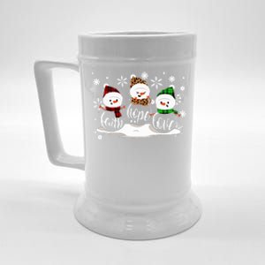 Faith Hope Love Snowman Christmas Pajama Cute Winter Xmas Long Sleeve Beer Stein