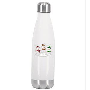 Faith Hope Love Snowman Christmas Pajama Cute Winter Xmas Long Sleeve Stainless Steel Insulated Water Bottle