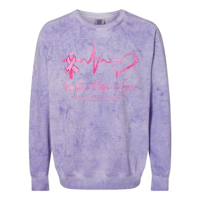 Faith Hope Love Breast Cancer Awareness Ribbon Heartbeat Colorblast Crewneck Sweatshirt