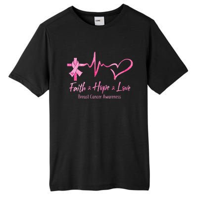 Faith Hope Love Breast Cancer Awareness Ribbon Heartbeat Tall Fusion ChromaSoft Performance T-Shirt