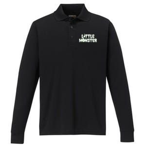 Funny Halloween Little Monster Performance Long Sleeve Polo