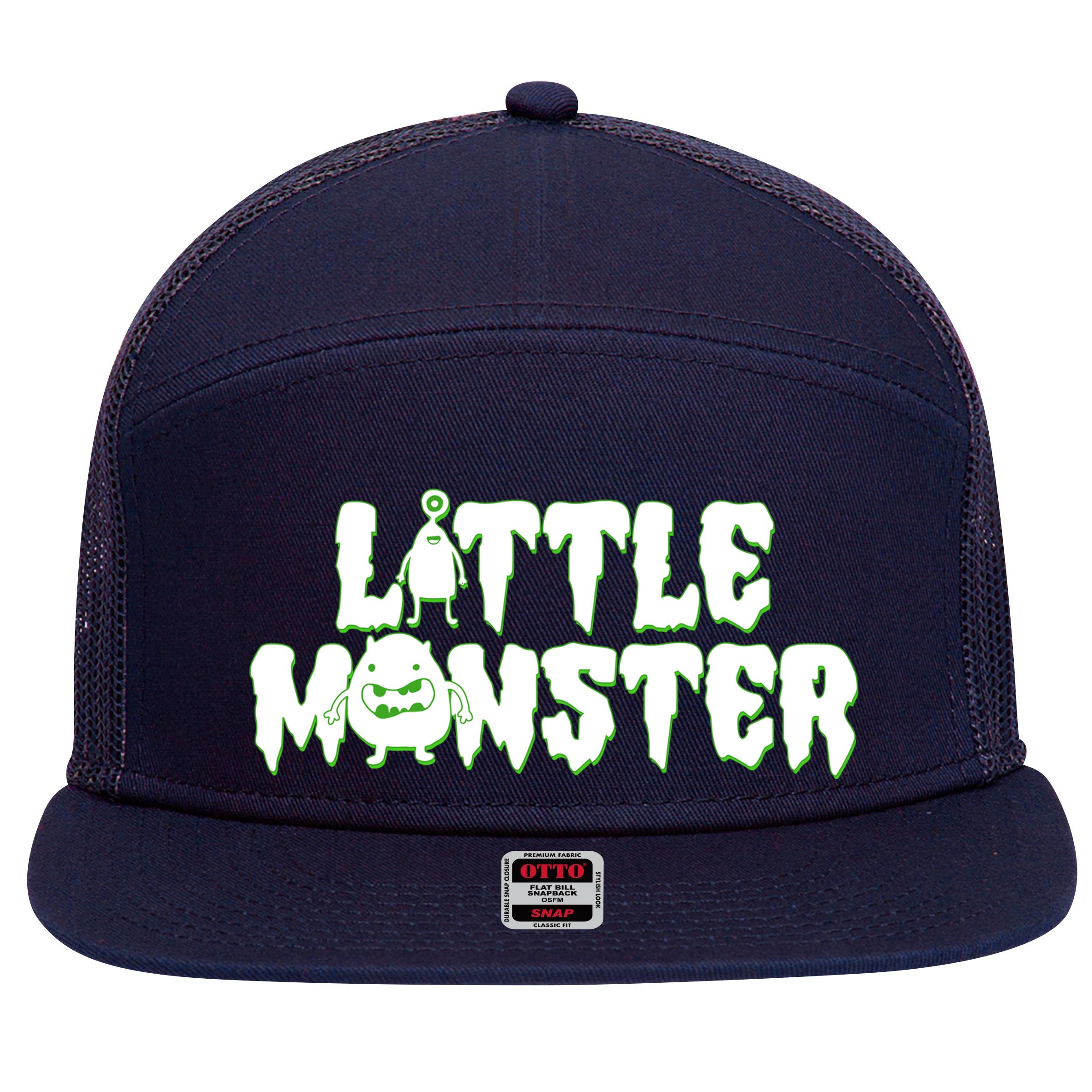 Funny Halloween Little Monster 7 Panel Mesh Trucker Snapback Hat