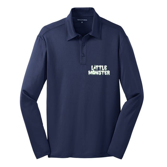 Funny Halloween Little Monster Silk Touch Performance Long Sleeve Polo