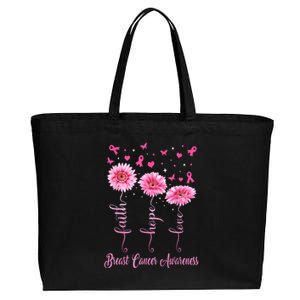 Faith Hope Love Daisy Pink Cotton Canvas Jumbo Tote