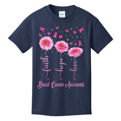 Faith Hope Love Daisy Pink Kids T-Shirt