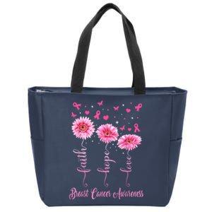 Faith Hope Love Daisy Pink Zip Tote Bag