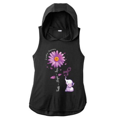 Faith Hope Love Sunflower Elephant Overdose Awareness Ladies PosiCharge Tri-Blend Wicking Draft Hoodie Tank