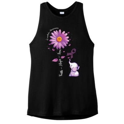 Faith Hope Love Sunflower Elephant Overdose Awareness Ladies PosiCharge Tri-Blend Wicking Tank