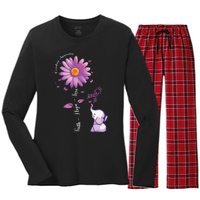 Faith Hope Love Sunflower Elephant Overdose Awareness Women's Long Sleeve Flannel Pajama Set 