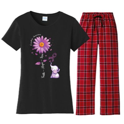 Faith Hope Love Sunflower Elephant Overdose Awareness Women's Flannel Pajama Set