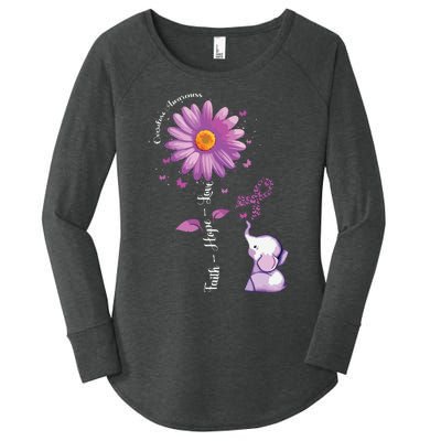 Faith Hope Love Sunflower Elephant Overdose Awareness Women's Perfect Tri Tunic Long Sleeve Shirt