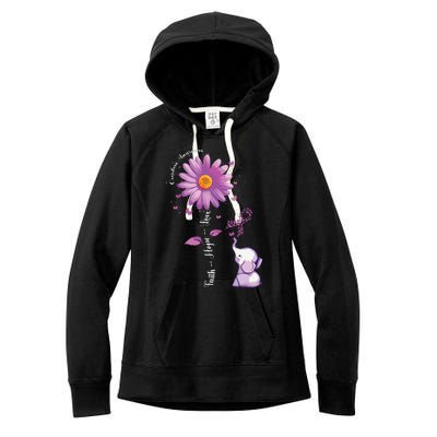 Faith Hope Love Sunflower Elephant Overdose Awareness Women's Fleece Hoodie