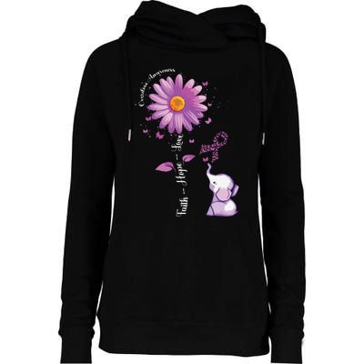 Faith Hope Love Sunflower Elephant Overdose Awareness Womens Funnel Neck Pullover Hood