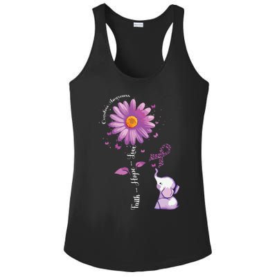 Faith Hope Love Sunflower Elephant Overdose Awareness Ladies PosiCharge Competitor Racerback Tank