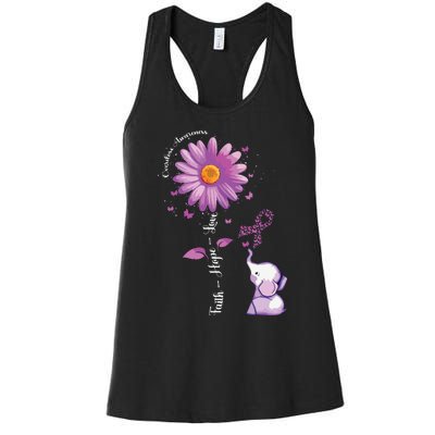 Faith Hope Love Sunflower Elephant Overdose Awareness Women's Racerback Tank