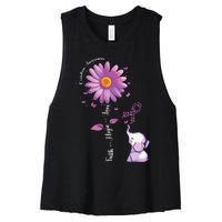 Faith Hope Love Sunflower Elephant Overdose Awareness Women's Racerback Cropped Tank