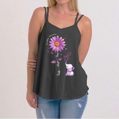 Faith Hope Love Sunflower Elephant Overdose Awareness Women's Strappy Tank