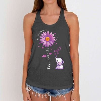 Faith Hope Love Sunflower Elephant Overdose Awareness Women's Knotted Racerback Tank