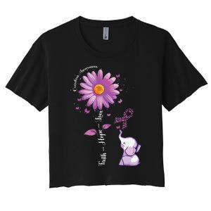 Faith Hope Love Sunflower Elephant Overdose Awareness Women's Crop Top Tee