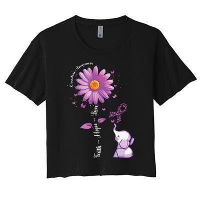 Faith Hope Love Sunflower Elephant Overdose Awareness Women's Crop Top Tee