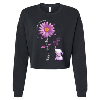 Faith Hope Love Sunflower Elephant Overdose Awareness Cropped Pullover Crew