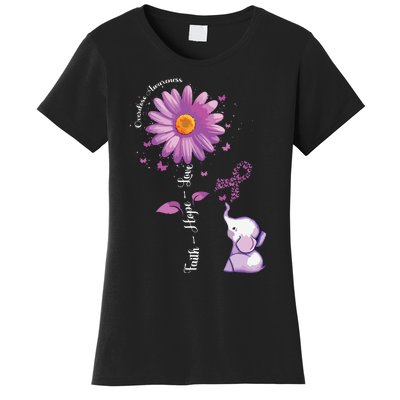 Faith Hope Love Sunflower Elephant Overdose Awareness Women's T-Shirt