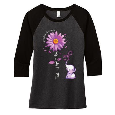 Faith Hope Love Sunflower Elephant Overdose Awareness Women's Tri-Blend 3/4-Sleeve Raglan Shirt