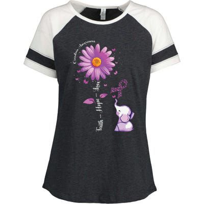 Faith Hope Love Sunflower Elephant Overdose Awareness Enza Ladies Jersey Colorblock Tee