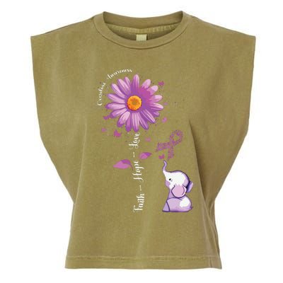 Faith Hope Love Sunflower Elephant Overdose Awareness Garment-Dyed Women's Muscle Tee