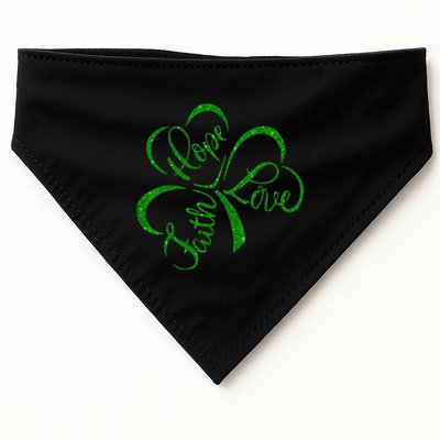 Faith Hope Love Christian St. PatrickS Day Shamrock Clover USA-Made Doggie Bandana