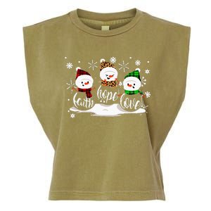 Faith Hope Love Snowman Christmas Pajama Cute Winter XMas Garment-Dyed Women's Muscle Tee