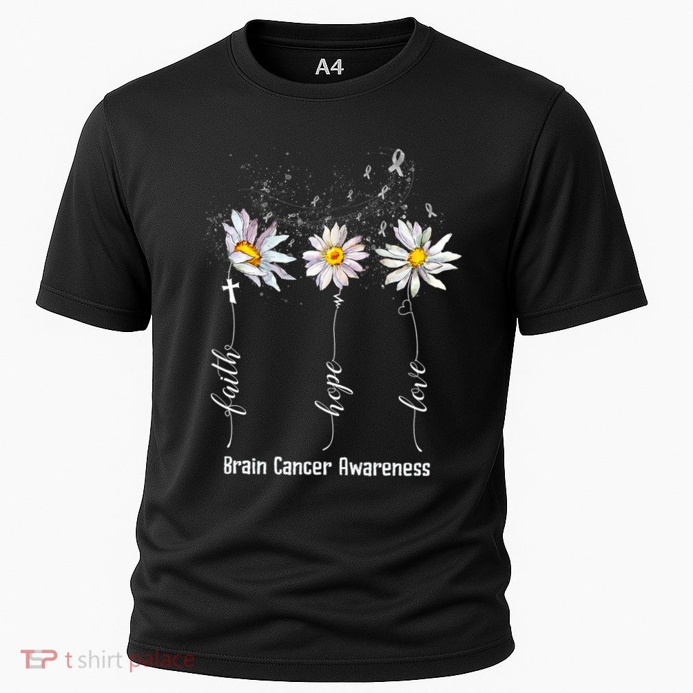 Faith Hope Love Brain Cancer Awareness Flower Gifts Performance Shirt
