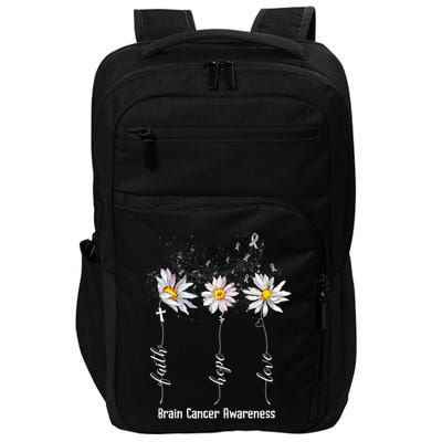 Faith Hope Love Brain Cancer Awareness Flower Gifts Impact Tech Backpack
