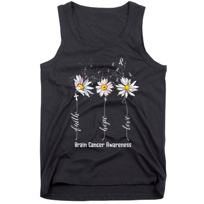 Faith Hope Love Brain Cancer Awareness Flower Gifts Tank Top