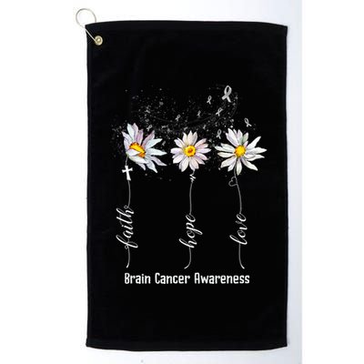 Faith Hope Love Brain Cancer Awareness Flower Gifts Golf Towel