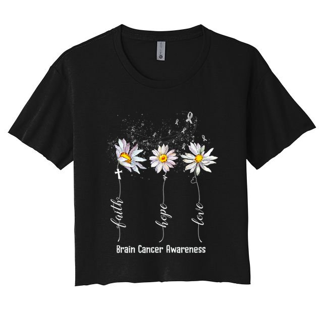 Faith Hope Love Brain Cancer Awareness Flower Gifts Crop Top