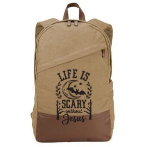 Funny Halloween Life Is Scary Without Jesus Cotton Canvas Backpack